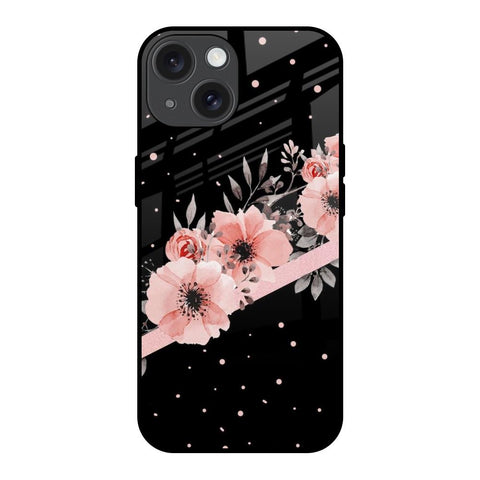 Floral Black Band iPhone 15 Glass Back Cover Online