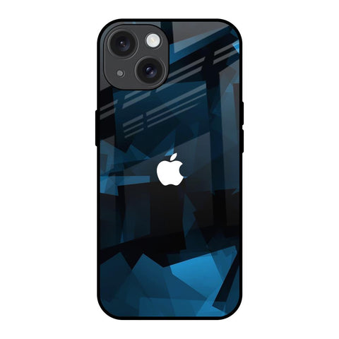 Polygonal Blue Box iPhone 15 Glass Back Cover Online