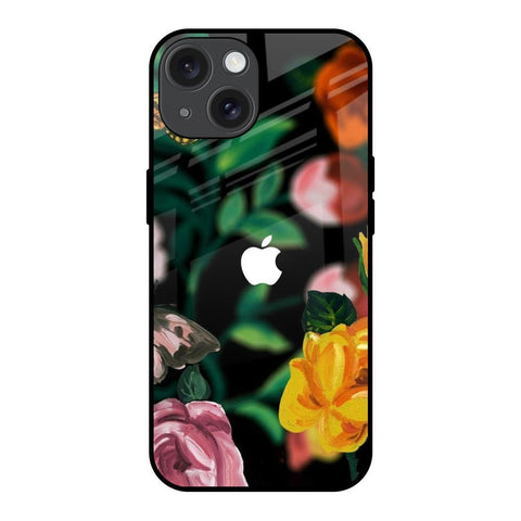 Flowers & Butterfly iPhone 15 Glass Back Cover Online