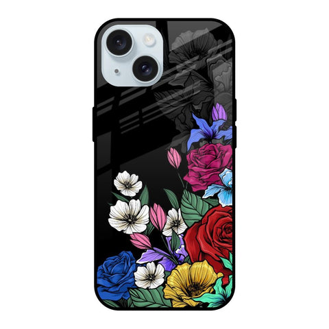 Rose Flower Bunch Art iPhone 15 Glass Back Cover Online