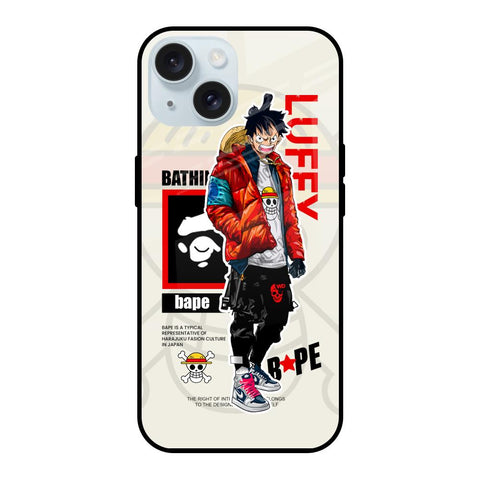 Bape Luffy iPhone 15 Glass Back Cover Online