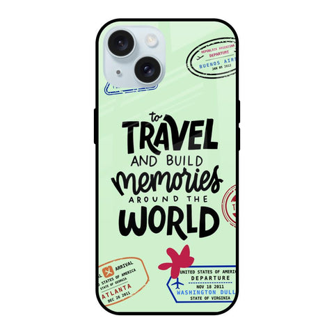 Travel Stamps iPhone 15 Glass Back Cover Online