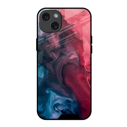 Blue & Red Smoke iPhone 15 Plus Glass Back Cover Online