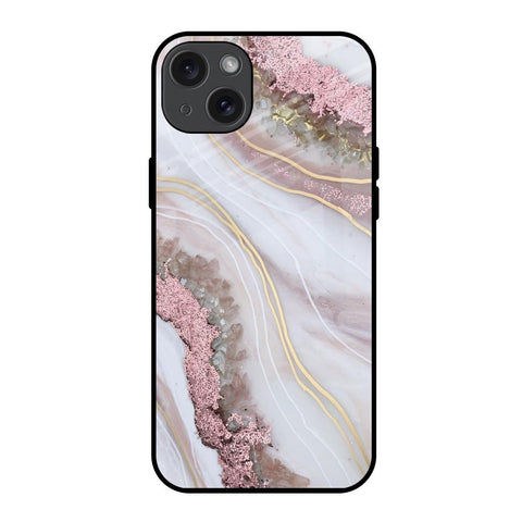 Pink & Gold Gllitter Marble iPhone 15 Plus Glass Back Cover Online