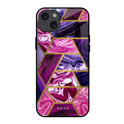 Electroplated Geometric Marble iPhone 15 Plus Glass Back Cover Online