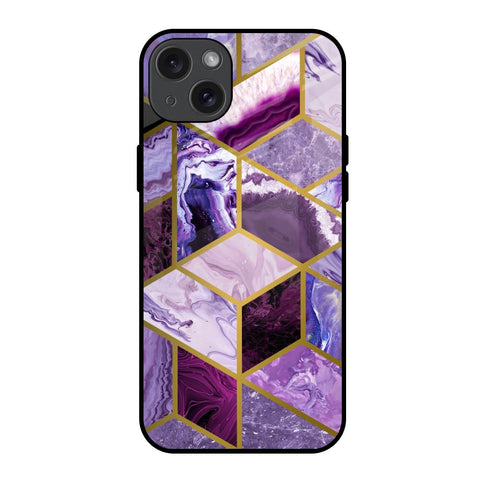 Purple Rhombus Marble iPhone 15 Plus Glass Back Cover Online