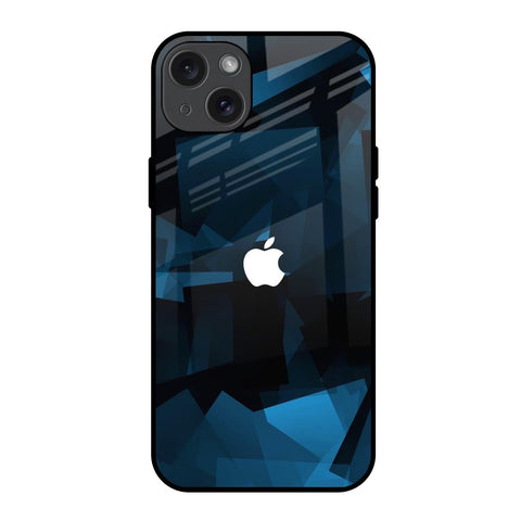 Polygonal Blue Box iPhone 15 Plus Glass Back Cover Online