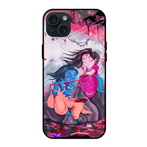 Radha Krishna Art iPhone 15 Plus Glass Back Cover Online