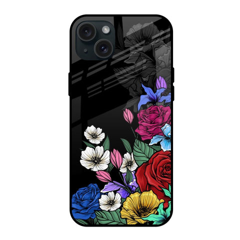 Rose Flower Bunch Art iPhone 15 Plus Glass Back Cover Online