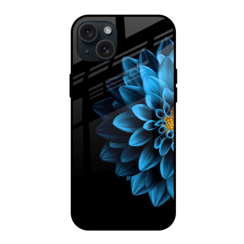 Half Blue Flower iPhone 15 Plus Glass Back Cover Online