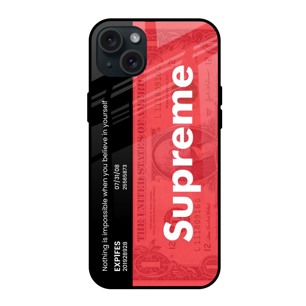 Supreme Ticket iPhone 15 Plus Glass Back Cover Online