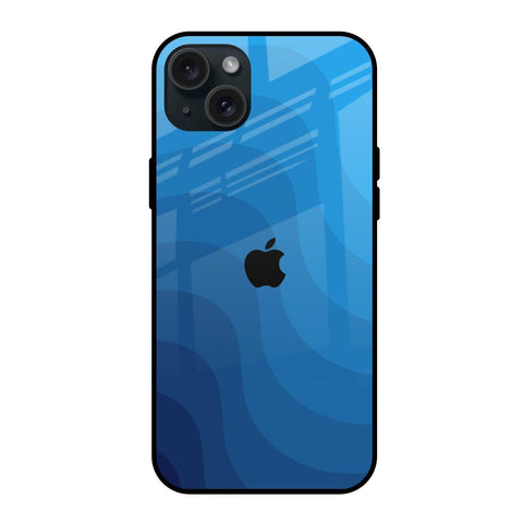 Blue Wave Abstract iPhone 15 Plus Glass Back Cover Online
