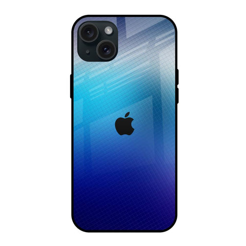 Blue Rhombus Pattern iPhone 15 Plus Glass Back Cover Online