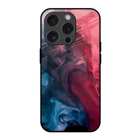 Blue & Red Smoke iPhone 15 Pro Glass Back Cover Online