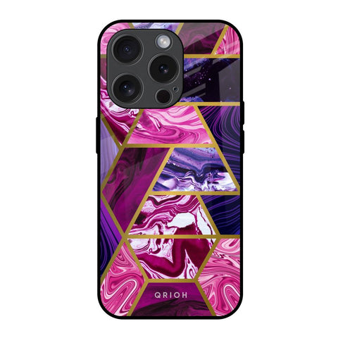 Electroplated Geometric Marble iPhone 15 Pro Glass Back Cover Online