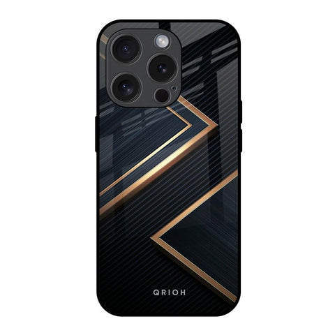 Sleek Golden & Navy iPhone 15 Pro Glass Back Cover Online