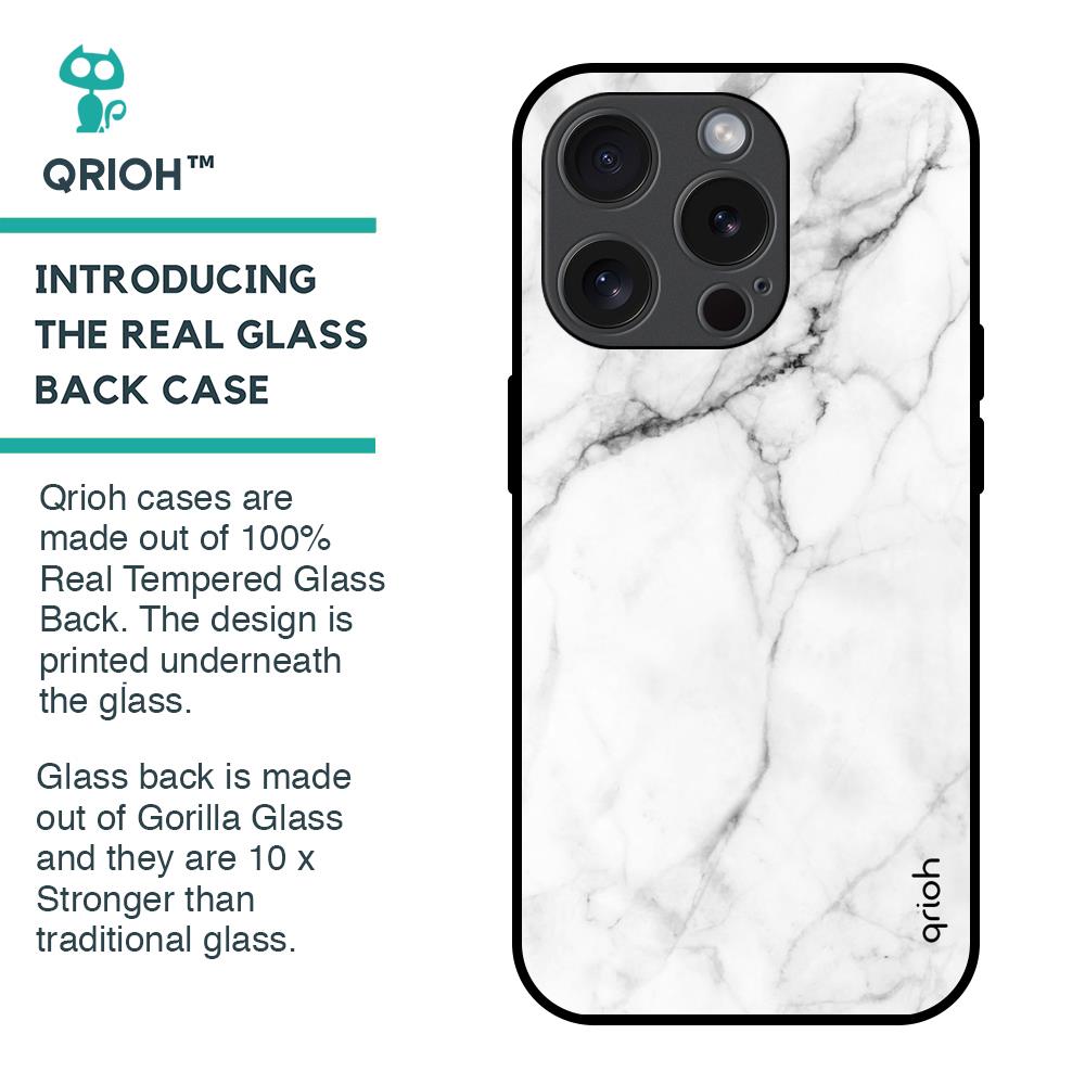 Modern White Marble Glass Case for iPhone 15 Pro