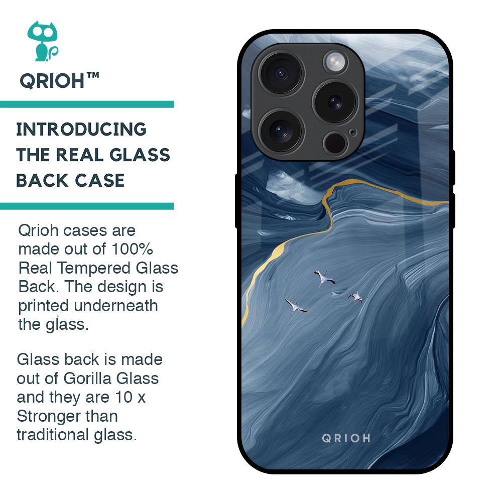 Deep Ocean Marble Glass Case for iPhone 15 Pro