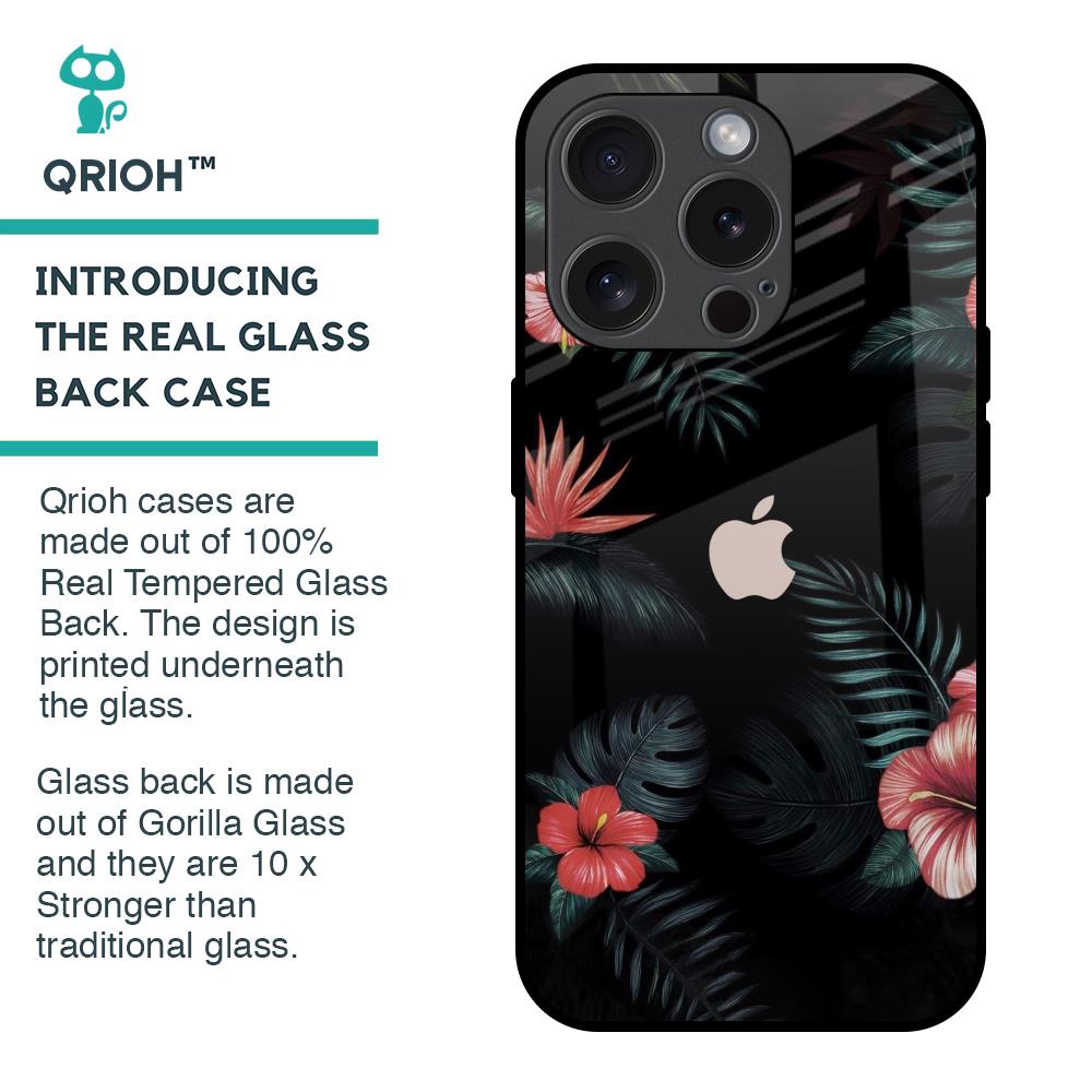 Tropical Art Flower Glass Case for iPhone 15 Pro