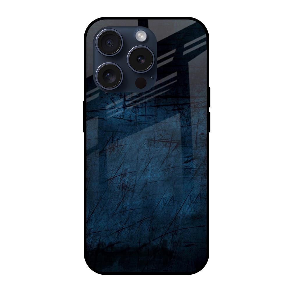 Dark Blue Grunge iPhone 15 Pro Glass Back Cover Online