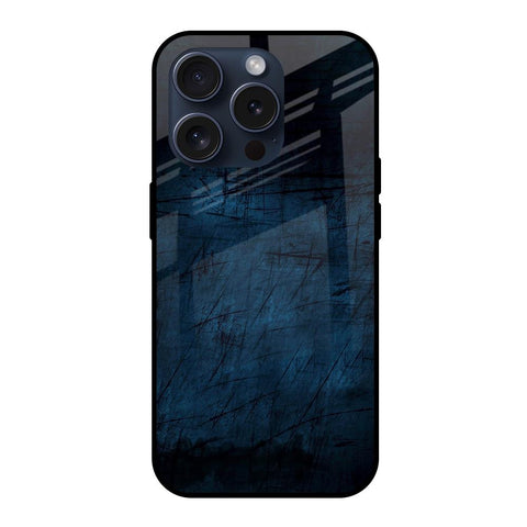Dark Blue Grunge iPhone 15 Pro Glass Back Cover Online