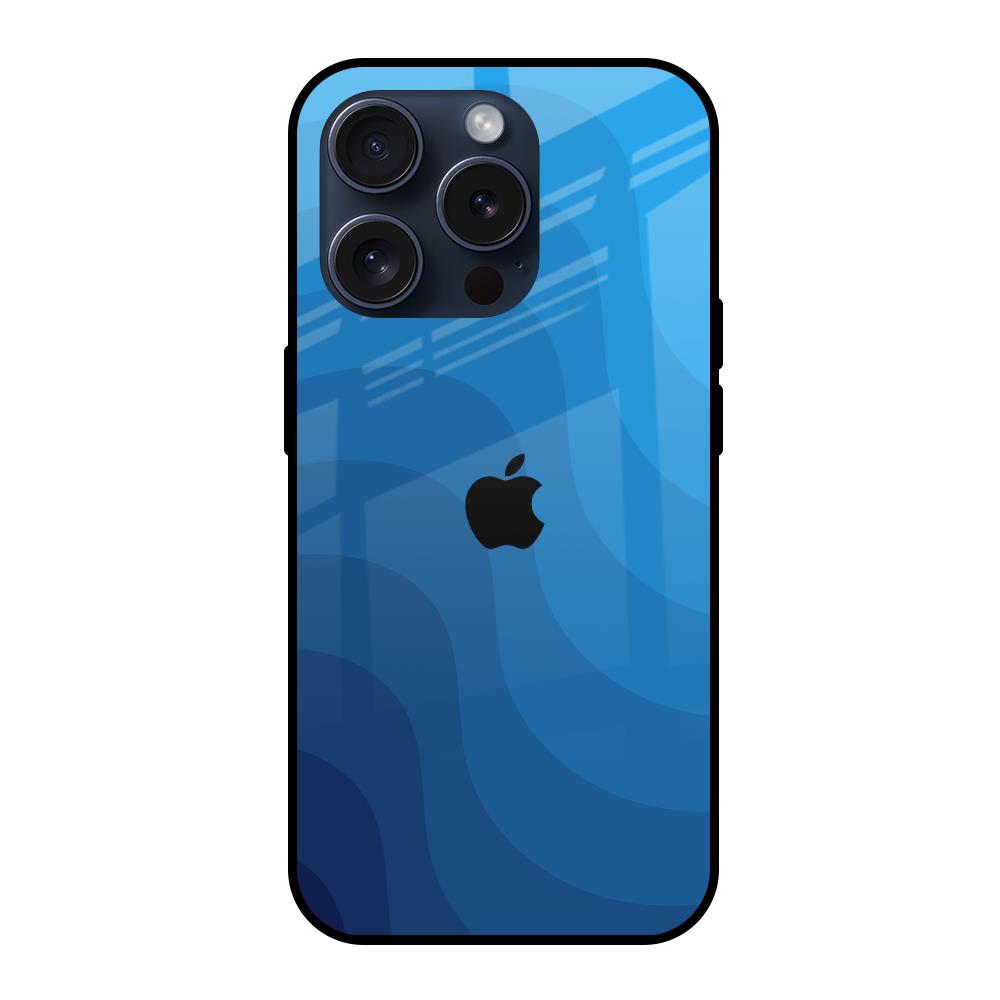 Blue Wave Abstract iPhone 15 Pro Glass Back Cover Online