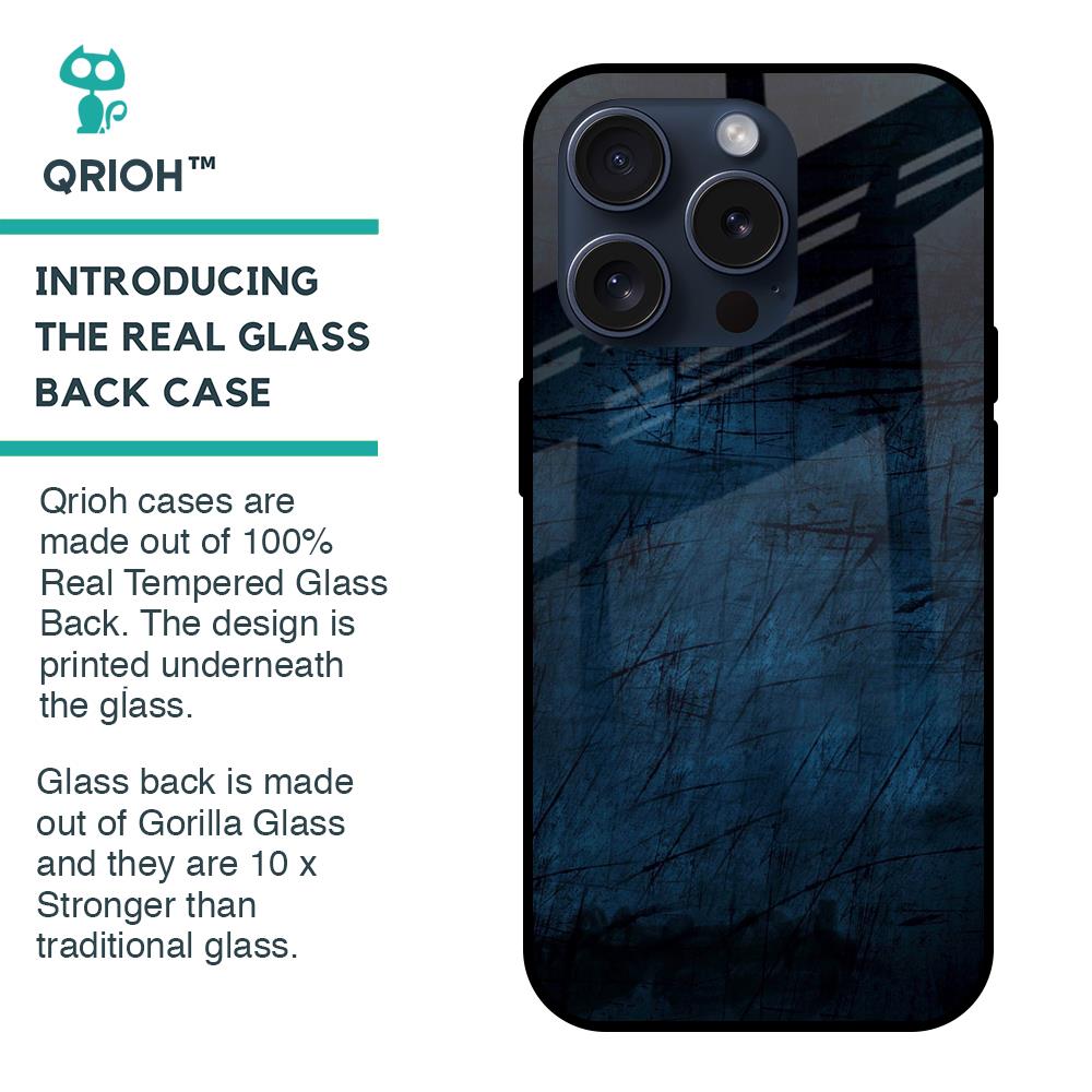 Dark Blue Grunge Glass Case for iPhone 15 Pro