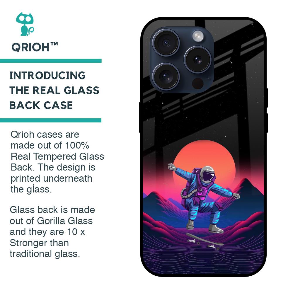 Retro Astronaut Glass Case for iPhone 15 Pro