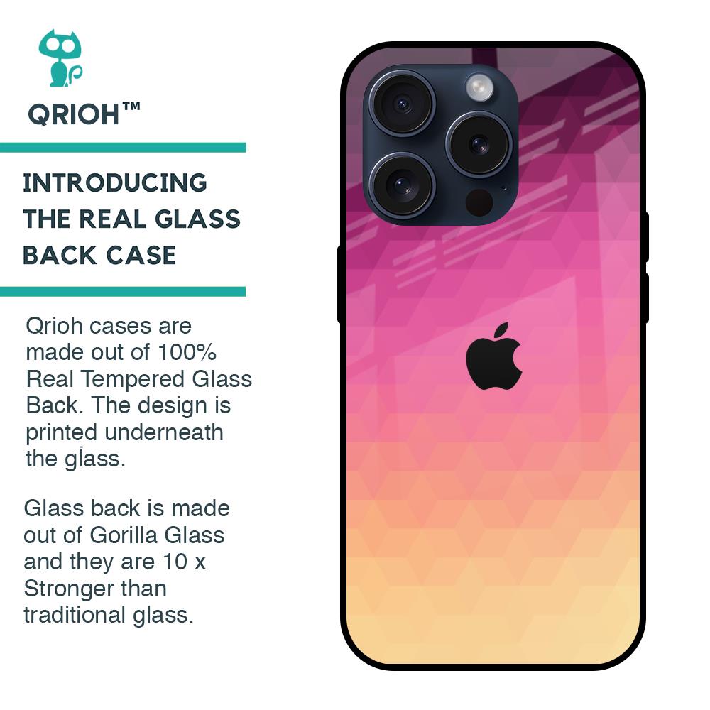 Geometric Pink Diamond Glass Case for iPhone 15 Pro