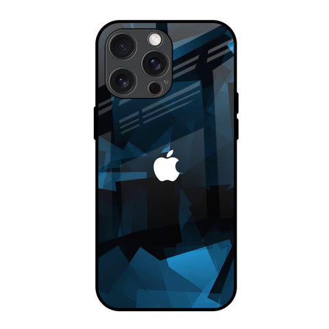 Polygonal Blue Box iPhone 15 Pro Max Glass Back Cover Online