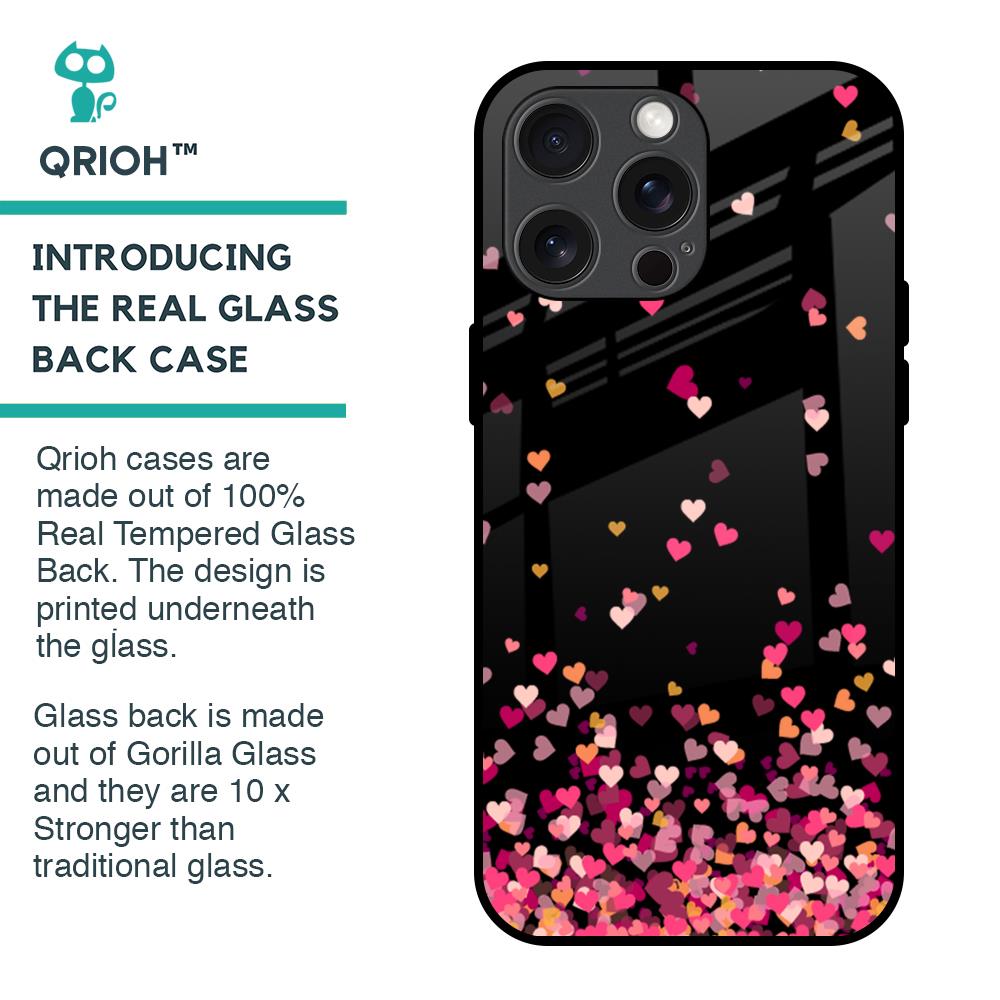 Heart Rain Fall Glass Case For iPhone 15 Pro Max