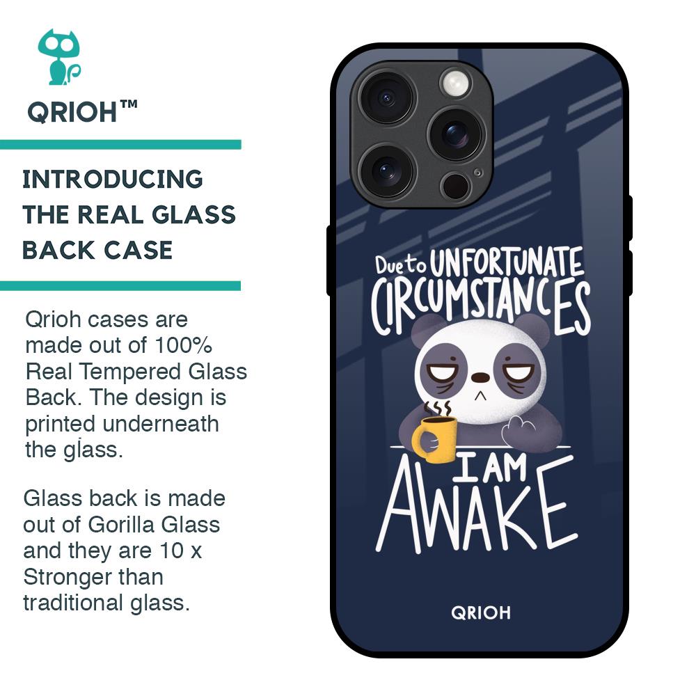 Struggling Panda Glass Case for iPhone 15 Pro Max