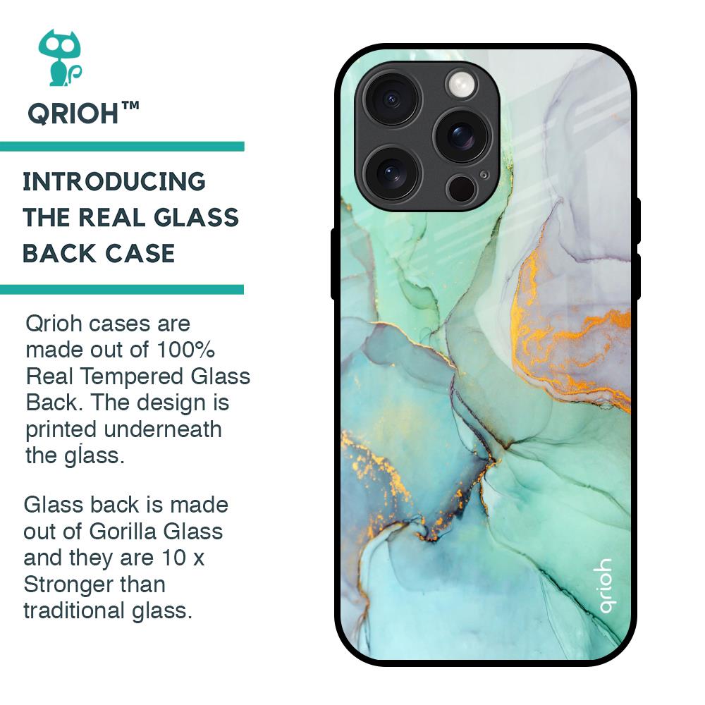 Green Marble Glass Case for iPhone 15 Pro Max