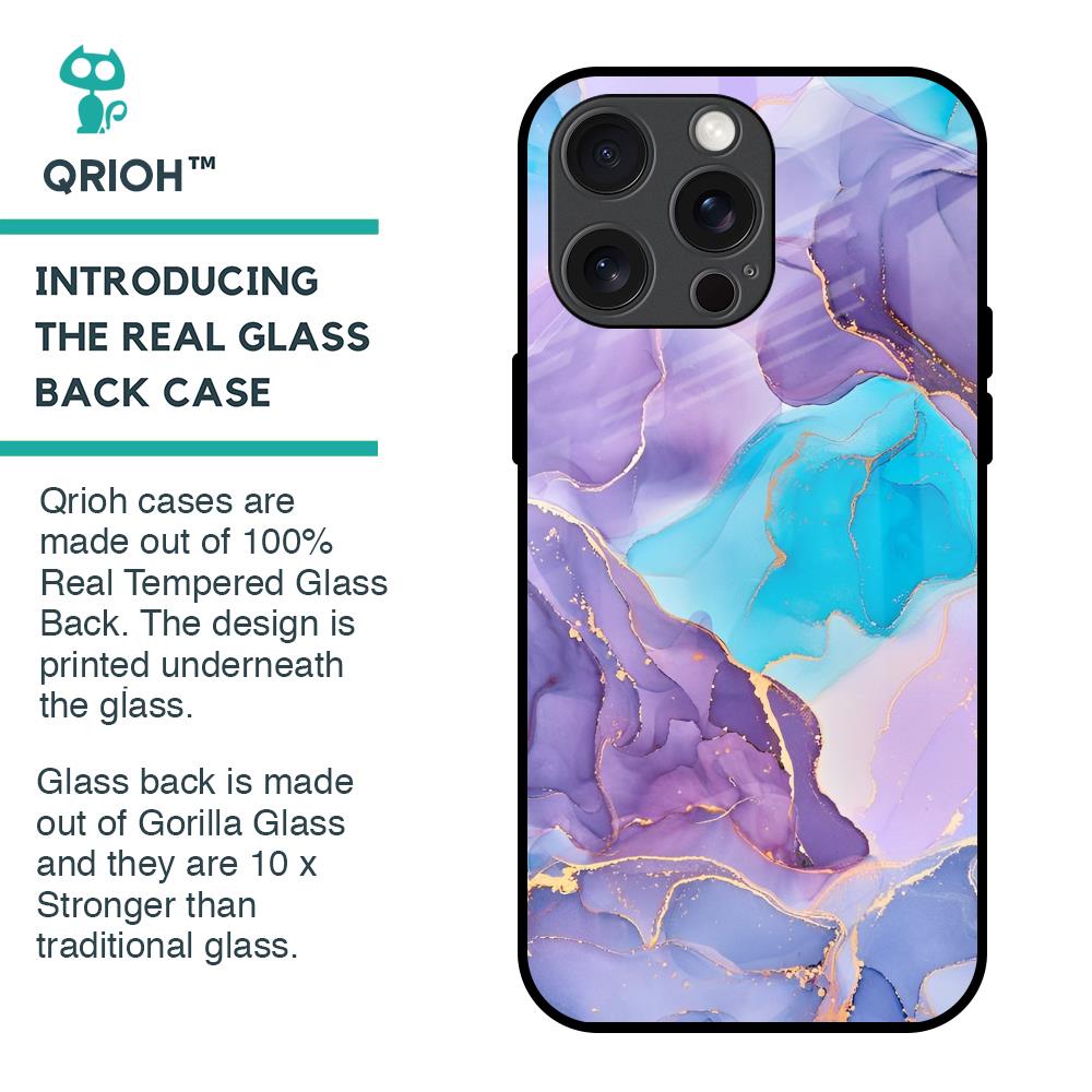 Alcohol ink Marble Glass Case for iPhone 15 Pro Max