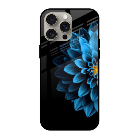 Half Blue Flower iPhone 15 Pro Max Glass Back Cover Online