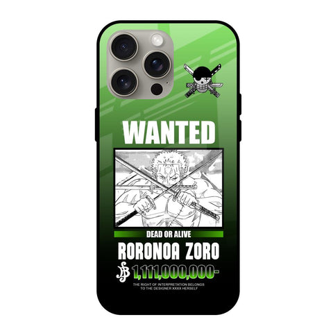 Zoro Wanted iPhone 15 Pro Max Glass Back Cover Online