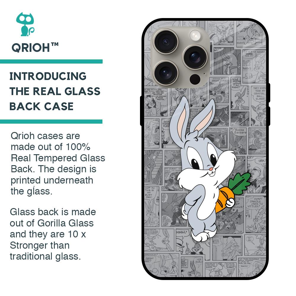 Cute Baby Bunny Glass Case for iPhone 15 Pro Max