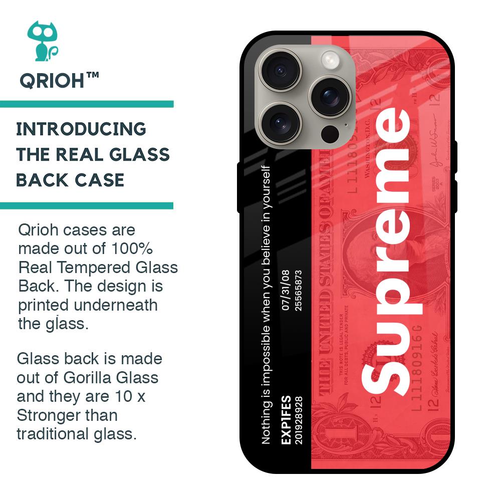 Supreme Ticket Glass Case for iPhone 15 Pro Max