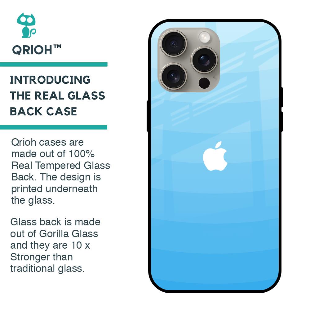 Wavy Blue Pattern Glass Case for iPhone 15 Pro Max