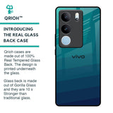 Green Triangle Pattern Glass Case for Vivo V29 5G