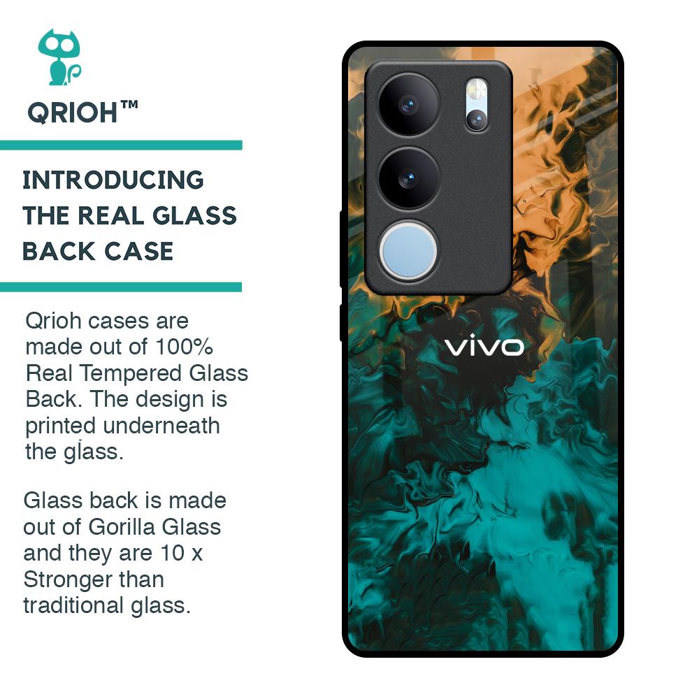 Watercolor Wave Glass Case for Vivo V29 5G