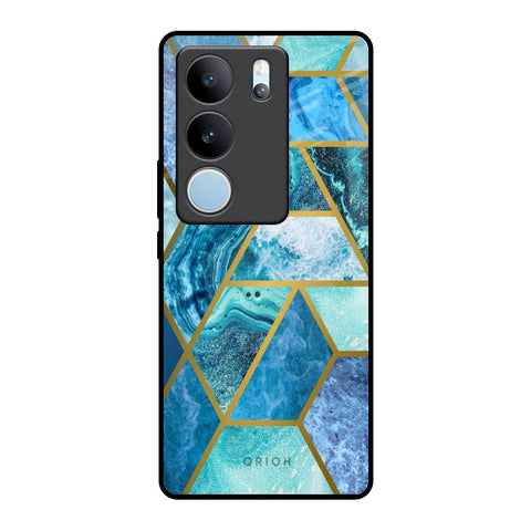 Turquoise Geometrical Marble Vivo V29 Pro 5G Glass Back Cover Online