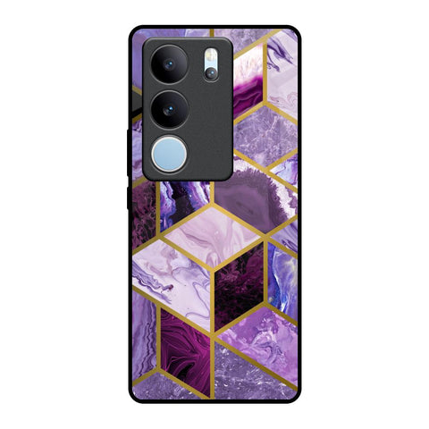 Purple Rhombus Marble Vivo V29 Pro 5G Glass Back Cover Online