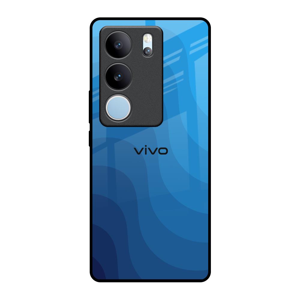 Blue Wave Abstract Glass Case for Vivo V29 Pro 5G1