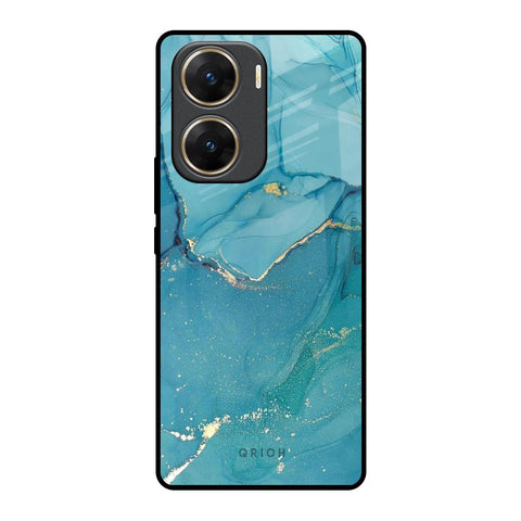 Blue Golden Glitter Vivo V29e 5G Glass Back Cover Online