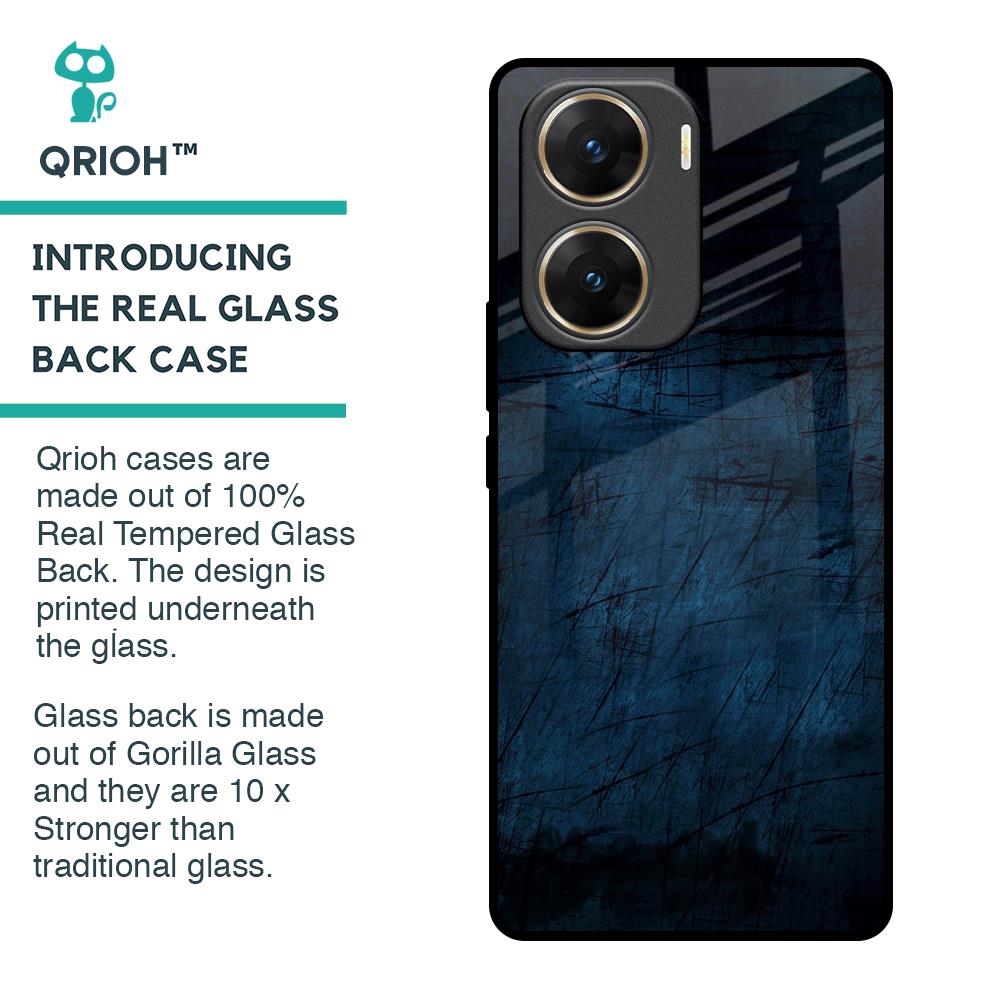 Dark Blue Grunge Glass Case for Vivo V29e 5G
