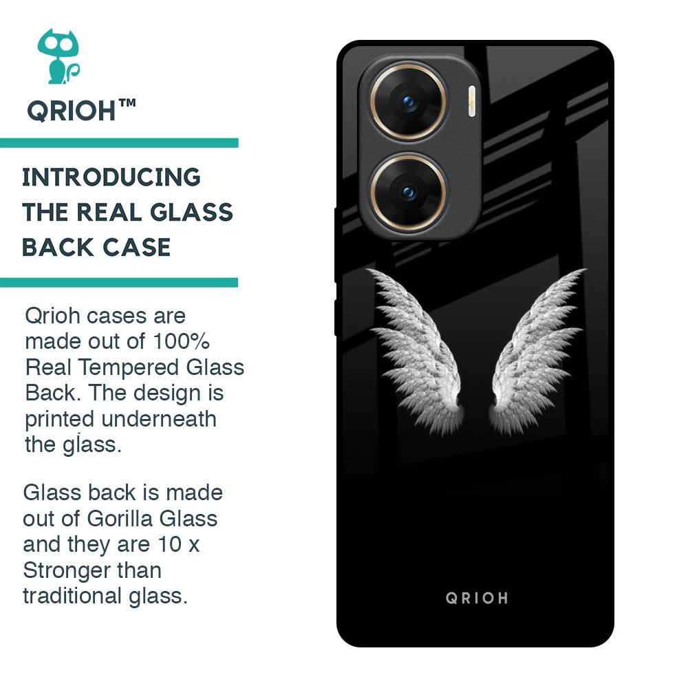 White Angel Wings Glass Case for Vivo V29e 5G
