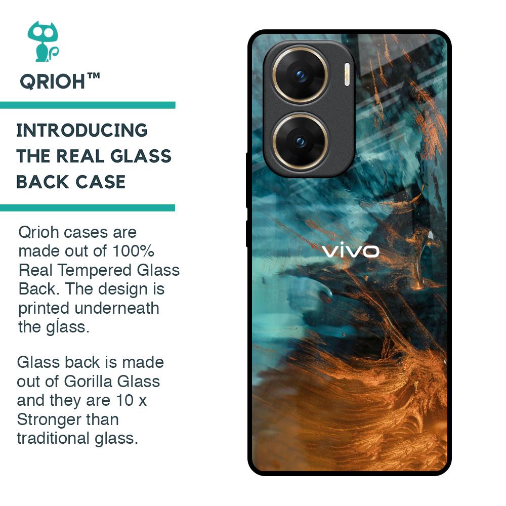 Golden Splash Glass Case for Vivo V29e 5G