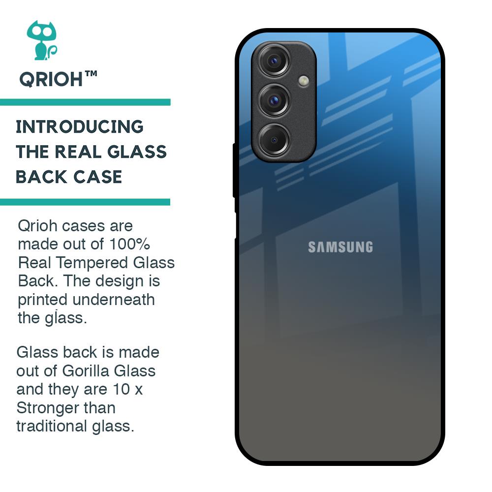 Blue Grey Ombre Glass Case for Samsung Galaxy F34 5G