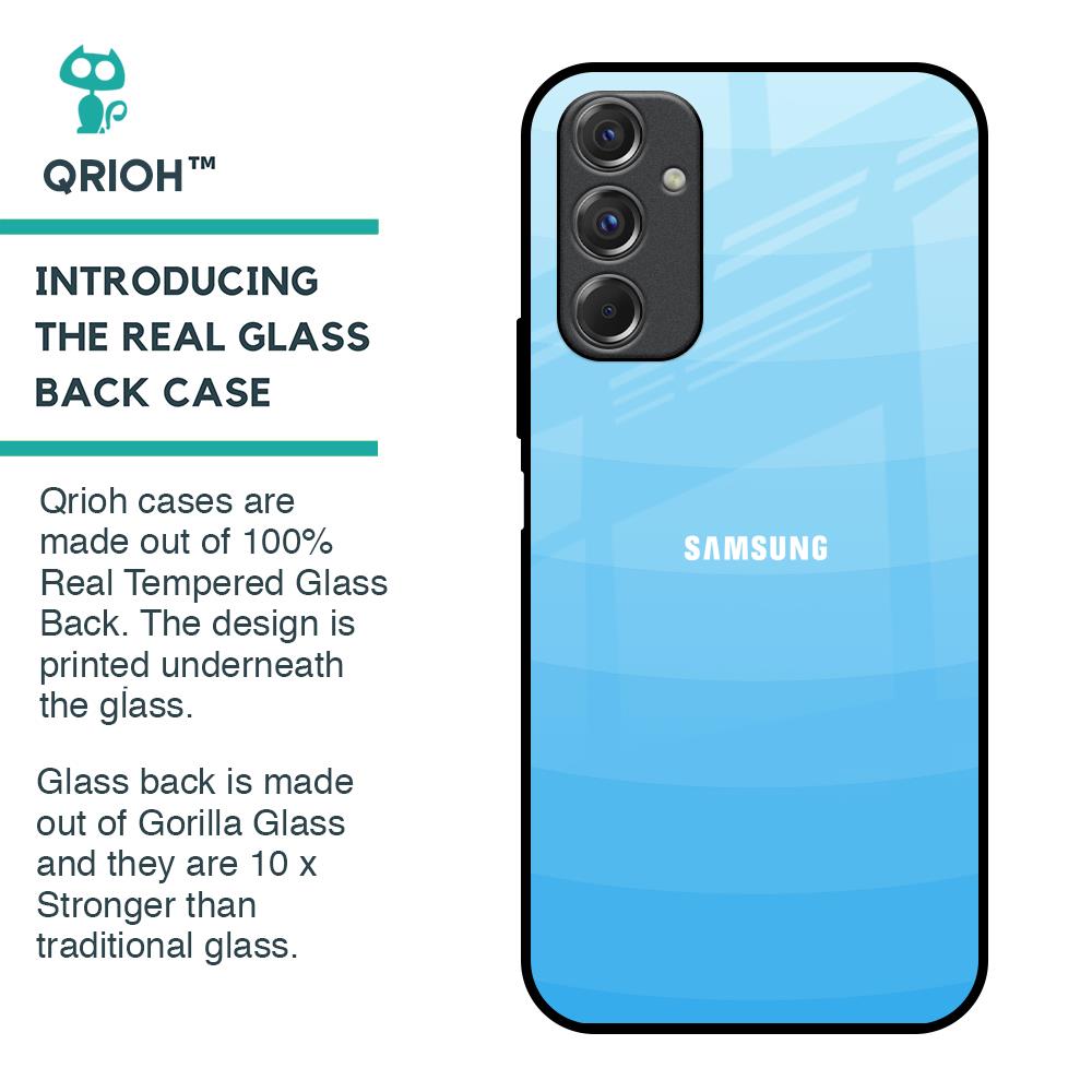 Wavy Blue Pattern Glass Case for Samsung Galaxy F34 5G